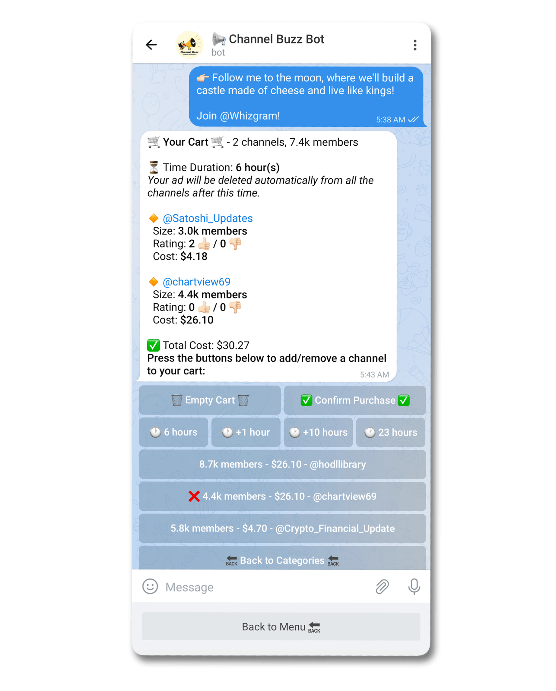 Mercato degli annunci sui canali Telegram